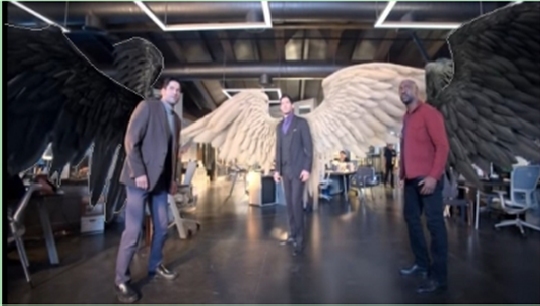 (from left) Michael, Lucifer, & Amenadiel hear God's voice